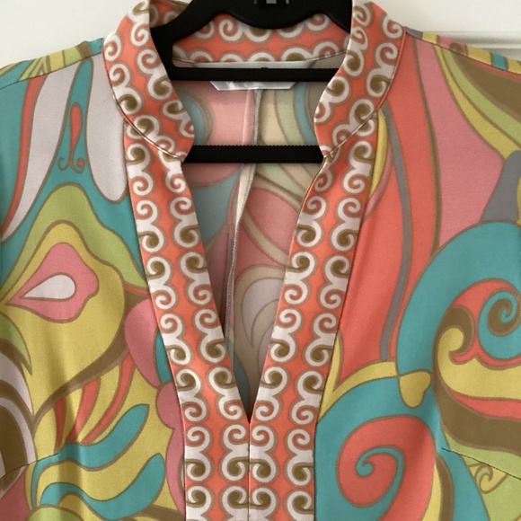 Trina Turk Silk Jersey Abstract Psychedelic Tide Pool Print Tunic Mini Dress - Picture 2 of 9